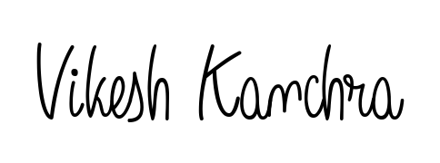 A sleek calligraphic signature for name Vikesh Kanchra utilizing Angelique-Rose-font-FFP styling. Great for adding personal signatures to photos and art. Vikesh Kanchra signature style 5 images and pictures png