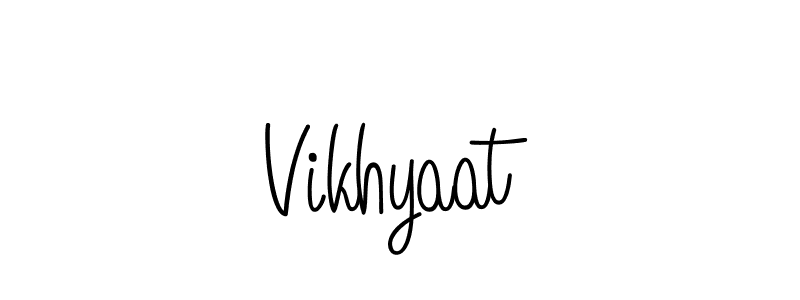 Make a beautiful signature design for name Vikhyaat. With this signature (Angelique-Rose-font-FFP) style, you can create a handwritten signature for free. Vikhyaat signature style 5 images and pictures png