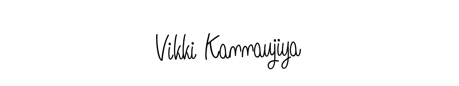 Make a beautiful signature design for name Vikki Kannaujiya. With this signature (Angelique-Rose-font-FFP) style, you can create a handwritten signature for free. Vikki Kannaujiya signature style 5 images and pictures png