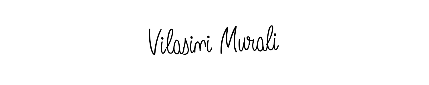 You should practise on your own different ways (Angelique-Rose-font-FFP) to write your name (Vilasini Murali) in signature. don't let someone else do it for you. Vilasini Murali signature style 5 images and pictures png