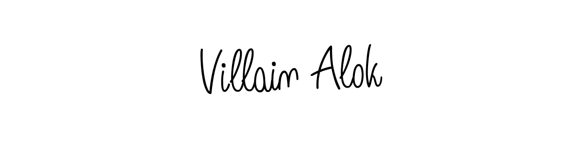 How to Draw Villain Alok signature style? Angelique-Rose-font-FFP is a latest design signature styles for name Villain Alok. Villain Alok signature style 5 images and pictures png