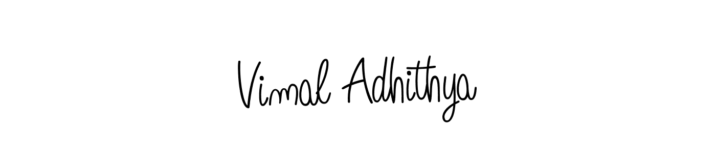 Use a signature maker to create a handwritten signature online. With this signature software, you can design (Angelique-Rose-font-FFP) your own signature for name Vimal Adhithya. Vimal Adhithya signature style 5 images and pictures png