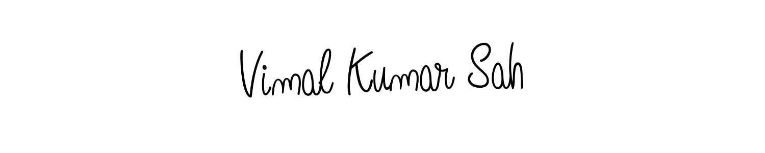 The best way (Angelique-Rose-font-FFP) to make a short signature is to pick only two or three words in your name. The name Vimal Kumar Sah include a total of six letters. For converting this name. Vimal Kumar Sah signature style 5 images and pictures png