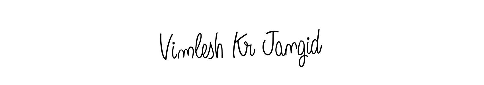 Make a beautiful signature design for name Vimlesh Kr Jangid. With this signature (Angelique-Rose-font-FFP) style, you can create a handwritten signature for free. Vimlesh Kr Jangid signature style 5 images and pictures png