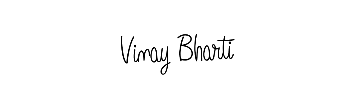 The best way (Angelique-Rose-font-FFP) to make a short signature is to pick only two or three words in your name. The name Vinay Bharti include a total of six letters. For converting this name. Vinay Bharti signature style 5 images and pictures png