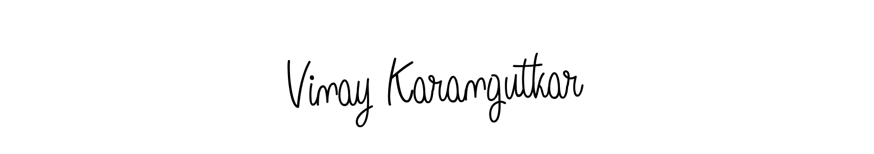 You should practise on your own different ways (Angelique-Rose-font-FFP) to write your name (Vinay Karangutkar) in signature. don't let someone else do it for you. Vinay Karangutkar signature style 5 images and pictures png