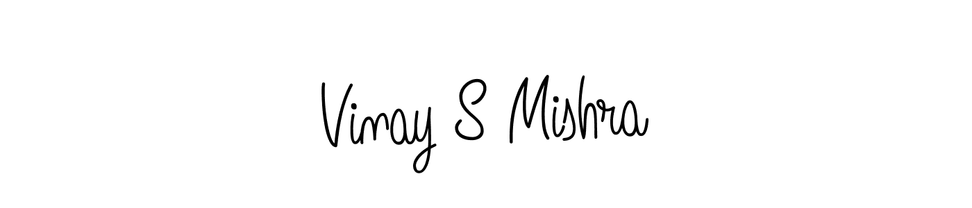 How to make Vinay S Mishra name signature. Use Angelique-Rose-font-FFP style for creating short signs online. This is the latest handwritten sign. Vinay S Mishra signature style 5 images and pictures png