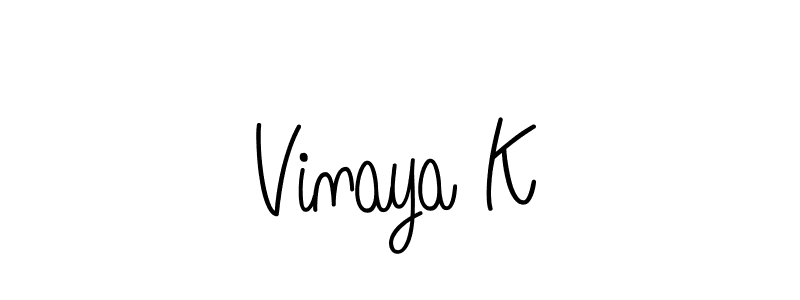 How to make Vinaya K name signature. Use Angelique-Rose-font-FFP style for creating short signs online. This is the latest handwritten sign. Vinaya K signature style 5 images and pictures png