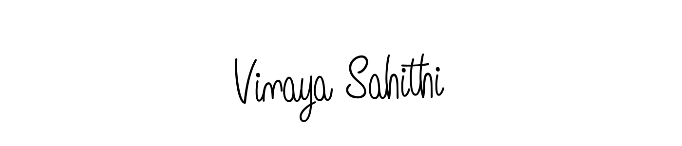 Use a signature maker to create a handwritten signature online. With this signature software, you can design (Angelique-Rose-font-FFP) your own signature for name Vinaya Sahithi. Vinaya Sahithi signature style 5 images and pictures png