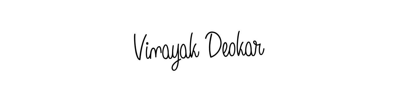 You should practise on your own different ways (Angelique-Rose-font-FFP) to write your name (Vinayak Deokar) in signature. don't let someone else do it for you. Vinayak Deokar signature style 5 images and pictures png