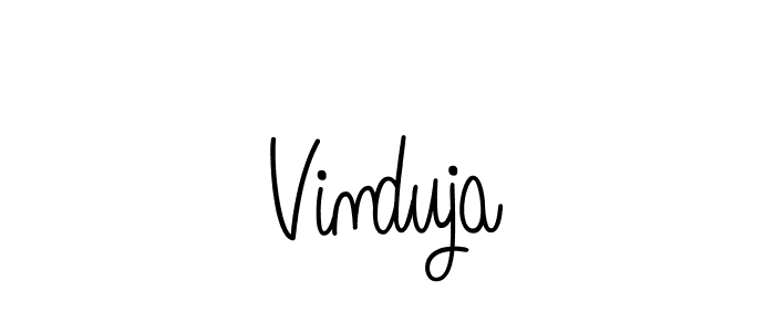 Make a beautiful signature design for name Vinduja. With this signature (Angelique-Rose-font-FFP) style, you can create a handwritten signature for free. Vinduja signature style 5 images and pictures png