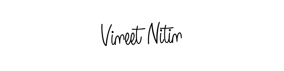 You should practise on your own different ways (Angelique-Rose-font-FFP) to write your name (Vineet Nitin) in signature. don't let someone else do it for you. Vineet Nitin signature style 5 images and pictures png