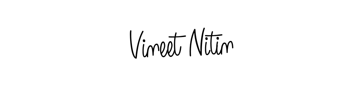 You should practise on your own different ways (Angelique-Rose-font-FFP) to write your name (Vineet Nitin) in signature. don't let someone else do it for you. Vineet Nitin signature style 5 images and pictures png