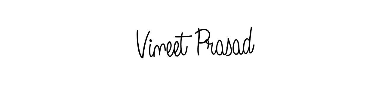 The best way (Angelique-Rose-font-FFP) to make a short signature is to pick only two or three words in your name. The name Vineet Prasad include a total of six letters. For converting this name. Vineet Prasad signature style 5 images and pictures png