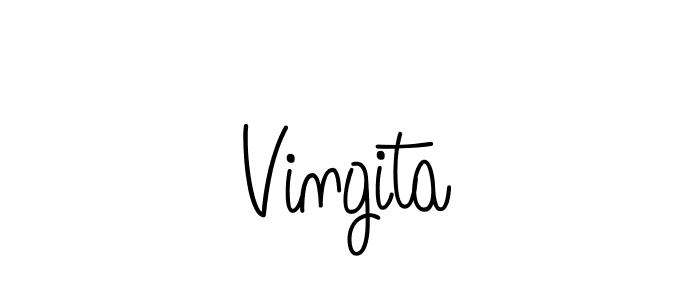 Use a signature maker to create a handwritten signature online. With this signature software, you can design (Angelique-Rose-font-FFP) your own signature for name Vingita. Vingita signature style 5 images and pictures png