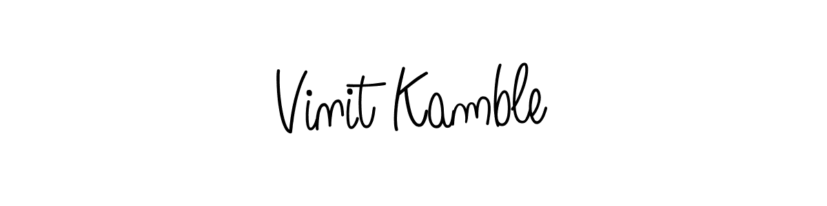 Use a signature maker to create a handwritten signature online. With this signature software, you can design (Angelique-Rose-font-FFP) your own signature for name Vinit Kamble. Vinit Kamble signature style 5 images and pictures png