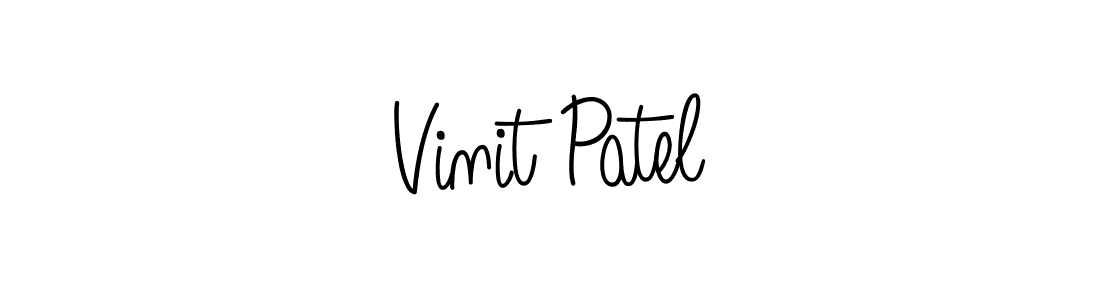 The best way (Angelique-Rose-font-FFP) to make a short signature is to pick only two or three words in your name. The name Vinit Patel include a total of six letters. For converting this name. Vinit Patel signature style 5 images and pictures png