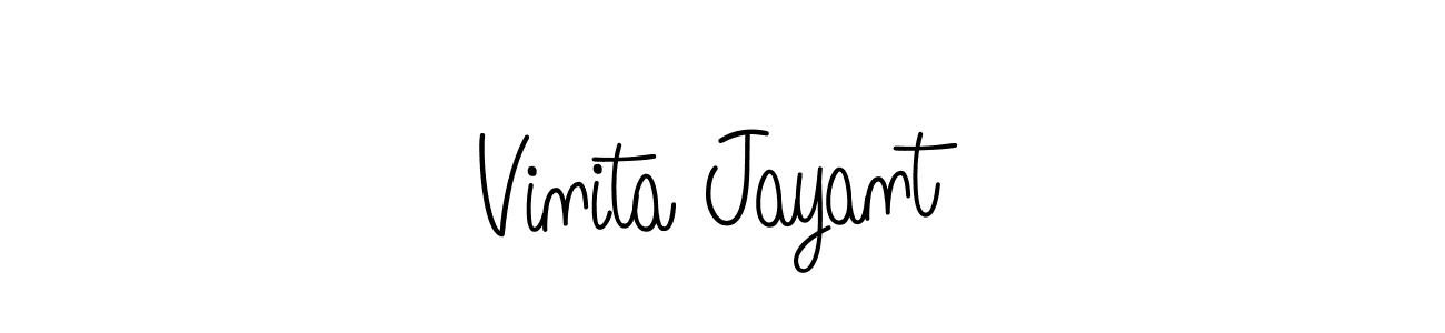 The best way (Angelique-Rose-font-FFP) to make a short signature is to pick only two or three words in your name. The name Vinita Jayant include a total of six letters. For converting this name. Vinita Jayant signature style 5 images and pictures png