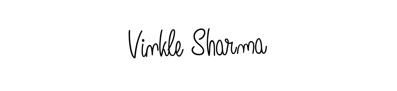 The best way (Angelique-Rose-font-FFP) to make a short signature is to pick only two or three words in your name. The name Vinkle Sharma include a total of six letters. For converting this name. Vinkle Sharma signature style 5 images and pictures png