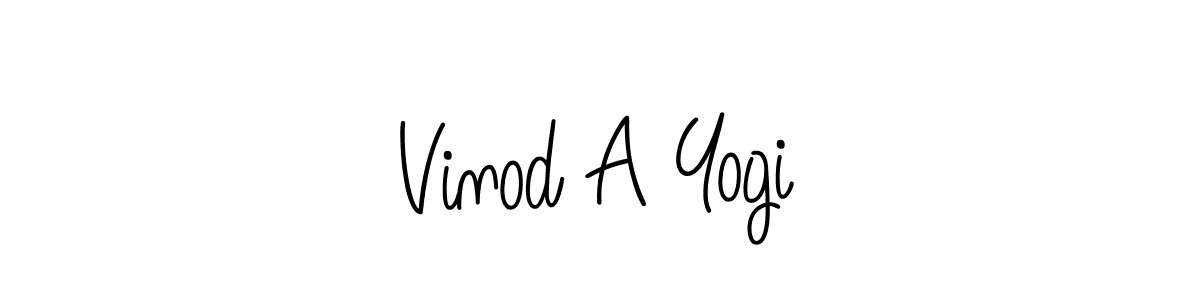 Make a beautiful signature design for name Vinod A Yogi. With this signature (Angelique-Rose-font-FFP) style, you can create a handwritten signature for free. Vinod A Yogi signature style 5 images and pictures png