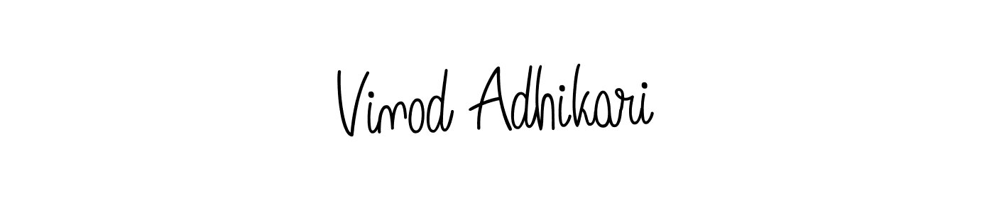 Use a signature maker to create a handwritten signature online. With this signature software, you can design (Angelique-Rose-font-FFP) your own signature for name Vinod Adhikari. Vinod Adhikari signature style 5 images and pictures png