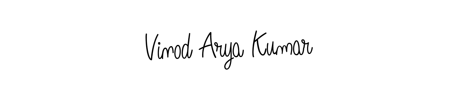 How to make Vinod Arya Kumar name signature. Use Angelique-Rose-font-FFP style for creating short signs online. This is the latest handwritten sign. Vinod Arya Kumar signature style 5 images and pictures png