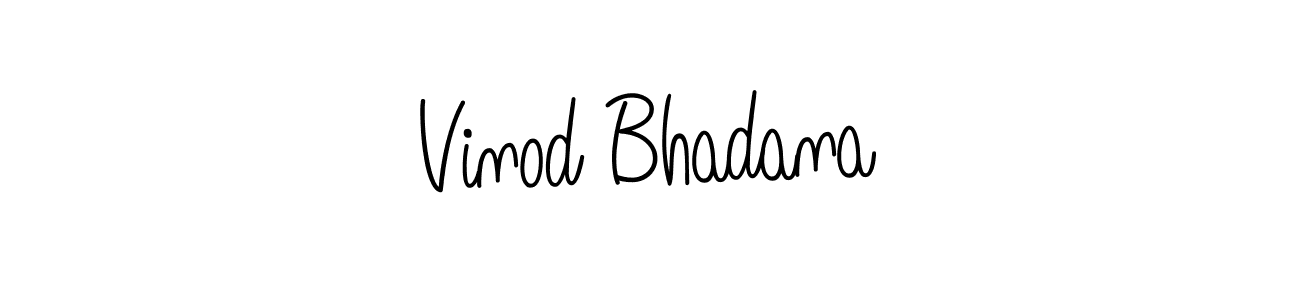 You should practise on your own different ways (Angelique-Rose-font-FFP) to write your name (Vinod Bhadana) in signature. don't let someone else do it for you. Vinod Bhadana signature style 5 images and pictures png