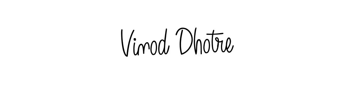 Use a signature maker to create a handwritten signature online. With this signature software, you can design (Angelique-Rose-font-FFP) your own signature for name Vinod Dhotre. Vinod Dhotre signature style 5 images and pictures png