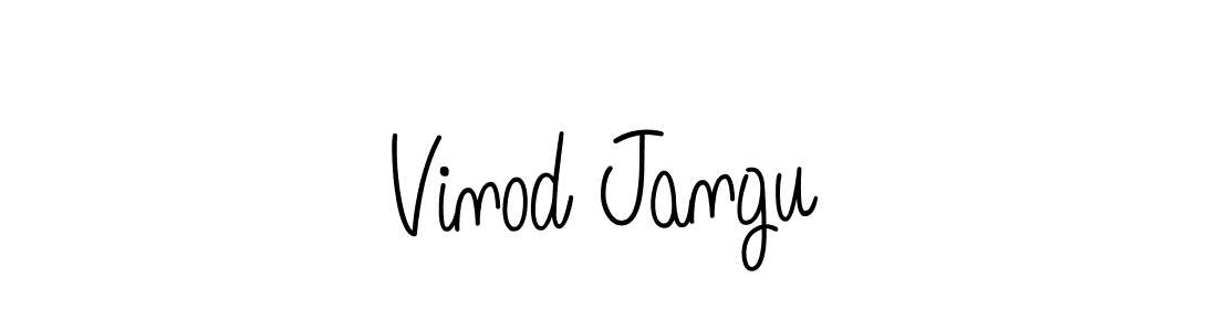 The best way (Angelique-Rose-font-FFP) to make a short signature is to pick only two or three words in your name. The name Vinod Jangu include a total of six letters. For converting this name. Vinod Jangu signature style 5 images and pictures png