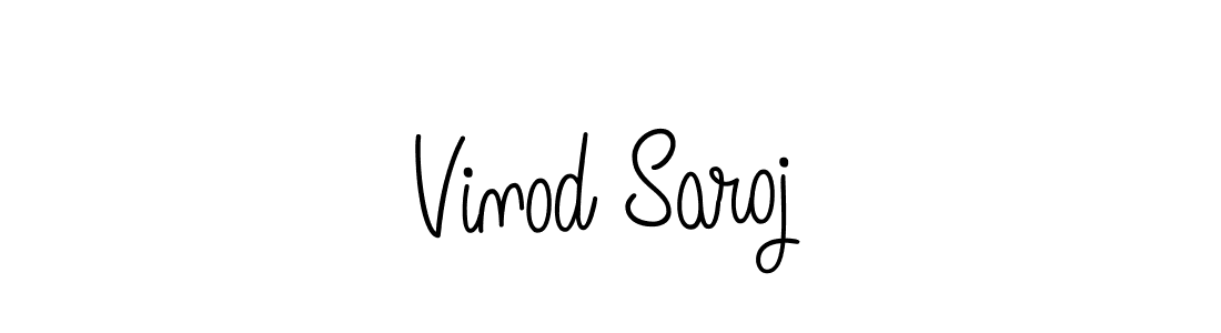 The best way (Angelique-Rose-font-FFP) to make a short signature is to pick only two or three words in your name. The name Vinod Saroj include a total of six letters. For converting this name. Vinod Saroj signature style 5 images and pictures png