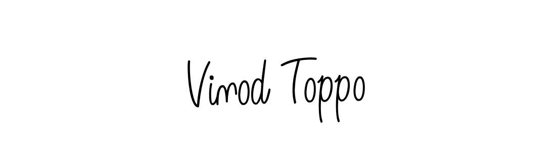 The best way (Angelique-Rose-font-FFP) to make a short signature is to pick only two or three words in your name. The name Vinod Toppo include a total of six letters. For converting this name. Vinod Toppo signature style 5 images and pictures png