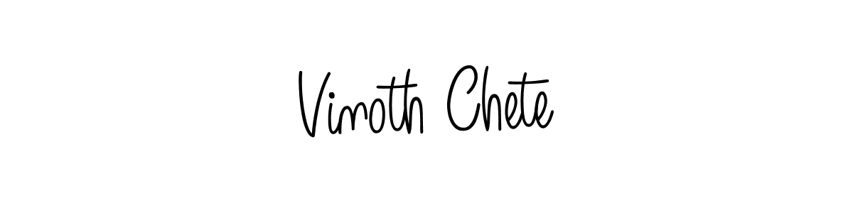 You should practise on your own different ways (Angelique-Rose-font-FFP) to write your name (Vinoth Chete) in signature. don't let someone else do it for you. Vinoth Chete signature style 5 images and pictures png
