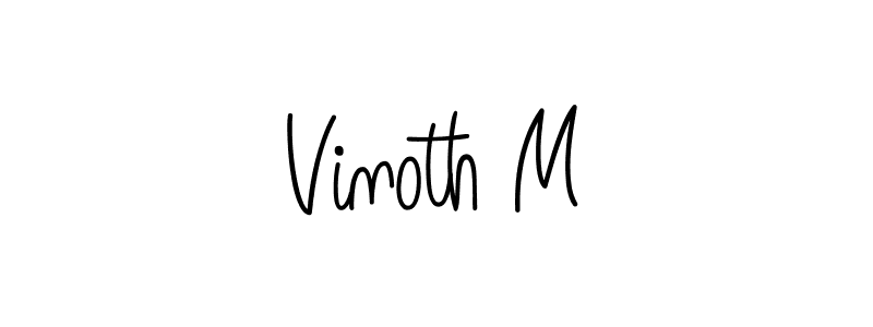 You should practise on your own different ways (Angelique-Rose-font-FFP) to write your name (Vinoth M) in signature. don't let someone else do it for you. Vinoth M signature style 5 images and pictures png