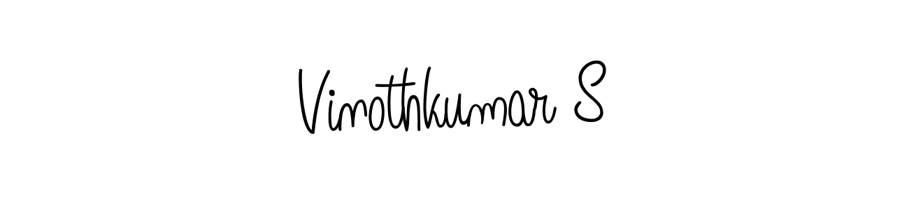 The best way (Angelique-Rose-font-FFP) to make a short signature is to pick only two or three words in your name. The name Vinothkumar S include a total of six letters. For converting this name. Vinothkumar S signature style 5 images and pictures png