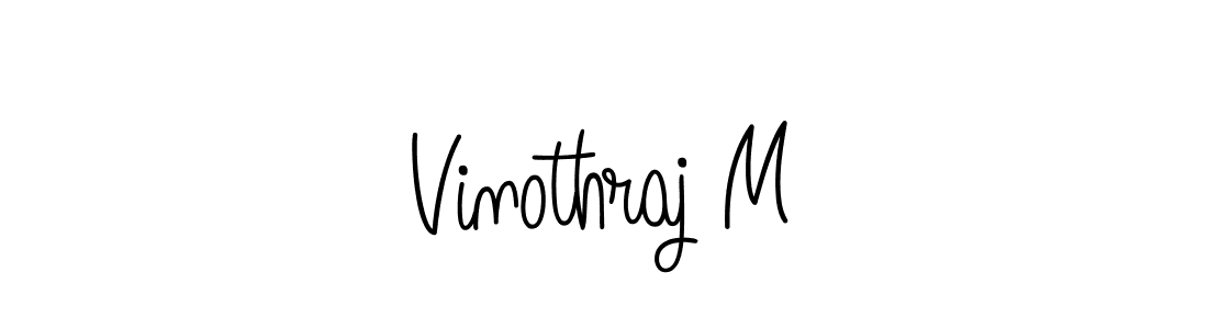 The best way (Angelique-Rose-font-FFP) to make a short signature is to pick only two or three words in your name. The name Vinothraj M include a total of six letters. For converting this name. Vinothraj M signature style 5 images and pictures png