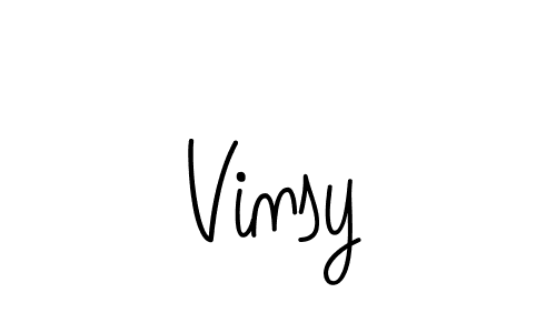 How to make Vinsy name signature. Use Angelique-Rose-font-FFP style for creating short signs online. This is the latest handwritten sign. Vinsy signature style 5 images and pictures png