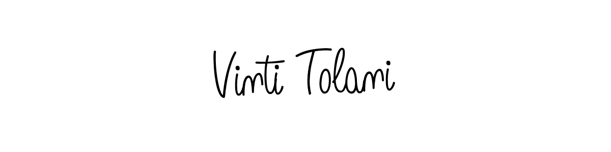 Create a beautiful signature design for name Vinti Tolani. With this signature (Angelique-Rose-font-FFP) fonts, you can make a handwritten signature for free. Vinti Tolani signature style 5 images and pictures png