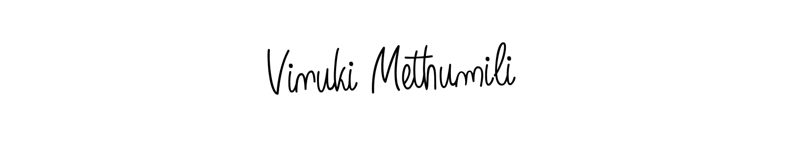 It looks lik you need a new signature style for name Vinuki Methumili. Design unique handwritten (Angelique-Rose-font-FFP) signature with our free signature maker in just a few clicks. Vinuki Methumili signature style 5 images and pictures png