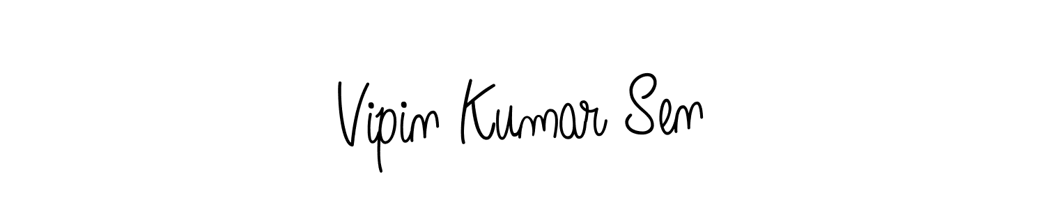 You should practise on your own different ways (Angelique-Rose-font-FFP) to write your name (Vipin Kumar Sen) in signature. don't let someone else do it for you. Vipin Kumar Sen signature style 5 images and pictures png