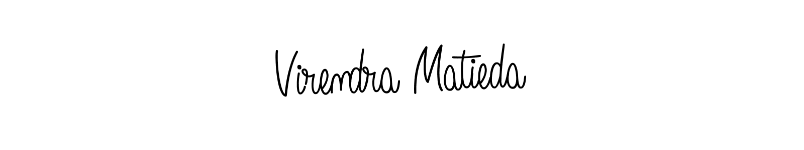 The best way (Angelique-Rose-font-FFP) to make a short signature is to pick only two or three words in your name. The name Virendra Matieda include a total of six letters. For converting this name. Virendra Matieda signature style 5 images and pictures png