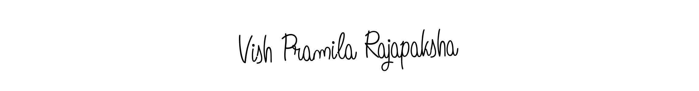 How to make Vish Pramila Rajapaksha name signature. Use Angelique-Rose-font-FFP style for creating short signs online. This is the latest handwritten sign. Vish Pramila Rajapaksha signature style 5 images and pictures png