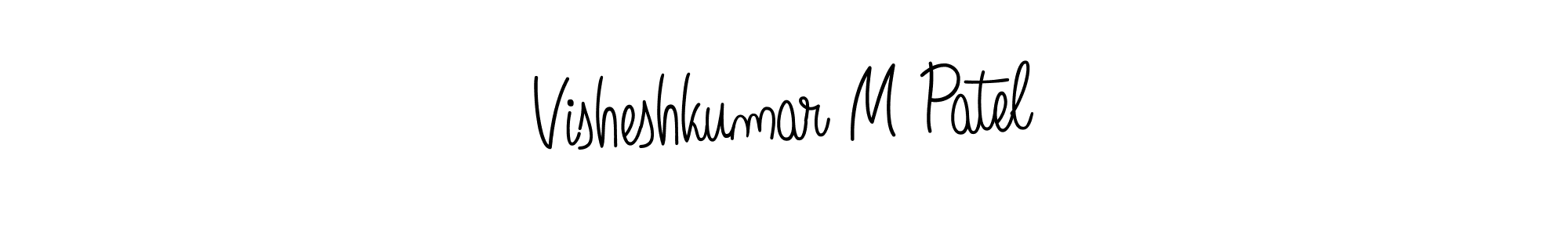 This is the best signature style for the Visheshkumar M Patel name. Also you like these signature font (Angelique-Rose-font-FFP). Mix name signature. Visheshkumar M Patel signature style 5 images and pictures png