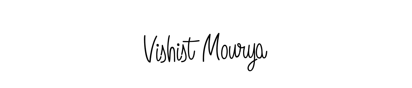 The best way (Angelique-Rose-font-FFP) to make a short signature is to pick only two or three words in your name. The name Vishist Mourya include a total of six letters. For converting this name. Vishist Mourya signature style 5 images and pictures png