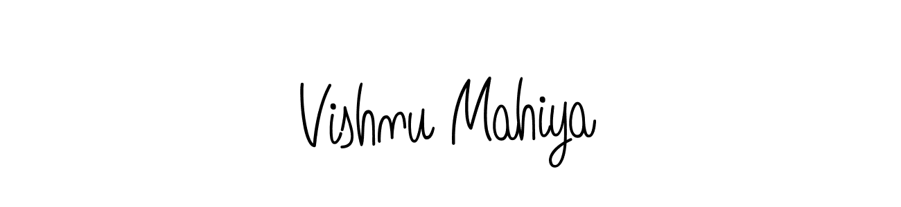 How to make Vishnu Mahiya name signature. Use Angelique-Rose-font-FFP style for creating short signs online. This is the latest handwritten sign. Vishnu Mahiya signature style 5 images and pictures png