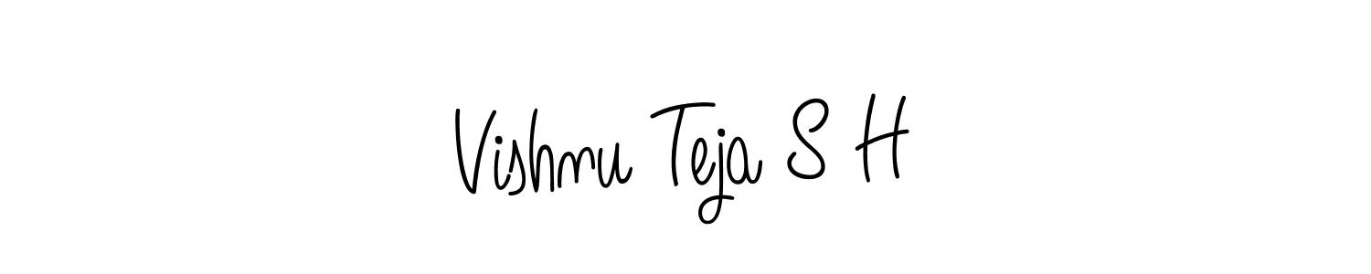 Use a signature maker to create a handwritten signature online. With this signature software, you can design (Angelique-Rose-font-FFP) your own signature for name Vishnu Teja S H. Vishnu Teja S H signature style 5 images and pictures png