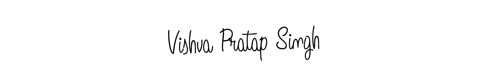 The best way (Angelique-Rose-font-FFP) to make a short signature is to pick only two or three words in your name. The name Vishva Pratap Singh include a total of six letters. For converting this name. Vishva Pratap Singh signature style 5 images and pictures png