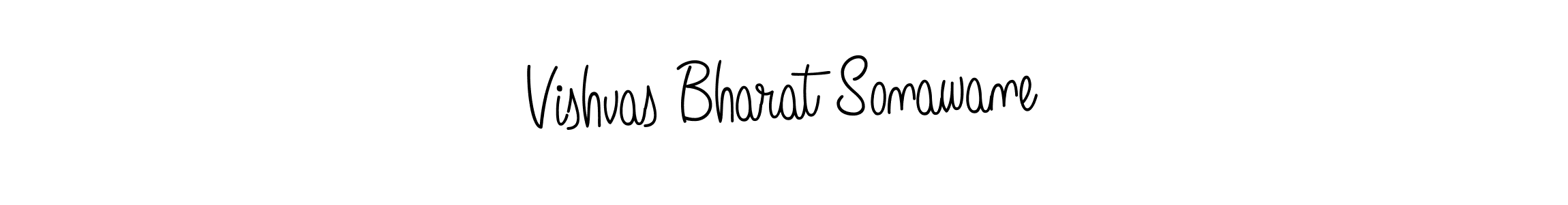 You should practise on your own different ways (Angelique-Rose-font-FFP) to write your name (Vishvas Bharat Sonawane) in signature. don't let someone else do it for you. Vishvas Bharat Sonawane signature style 5 images and pictures png