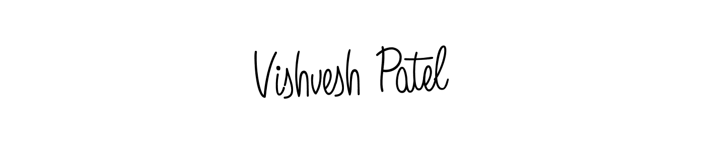 You should practise on your own different ways (Angelique-Rose-font-FFP) to write your name (Vishvesh Patel) in signature. don't let someone else do it for you. Vishvesh Patel signature style 5 images and pictures png