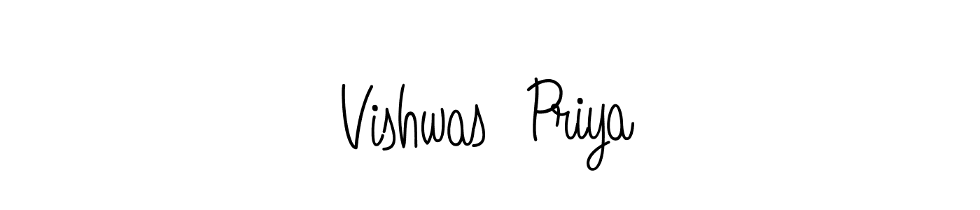 You should practise on your own different ways (Angelique-Rose-font-FFP) to write your name (Vishwas  Priya) in signature. don't let someone else do it for you. Vishwas  Priya signature style 5 images and pictures png