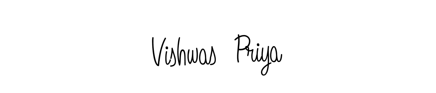 The best way (Angelique-Rose-font-FFP) to make a short signature is to pick only two or three words in your name. The name Vishwas  Priya include a total of six letters. For converting this name. Vishwas  Priya signature style 5 images and pictures png